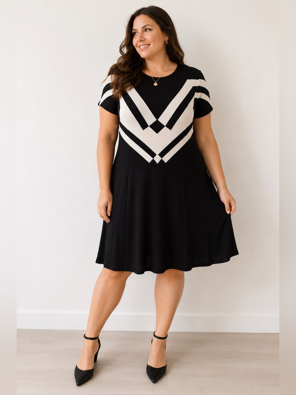 eci new york Black/White Geometric dress XL